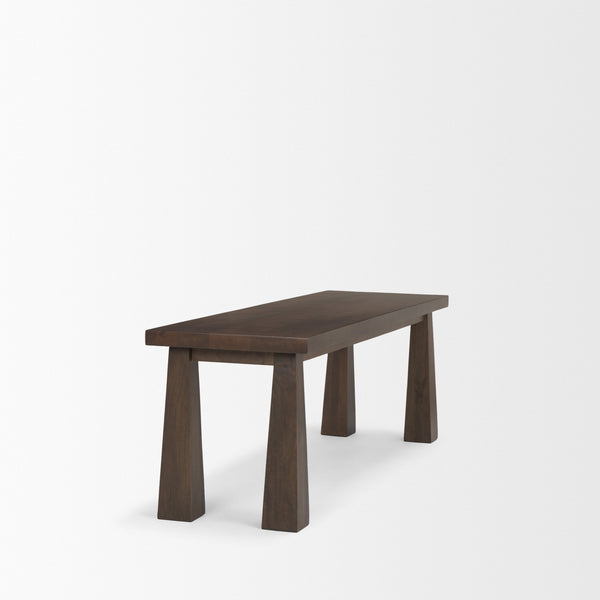 Wolcott Rectangular Dark Brown Solid Wood Bench