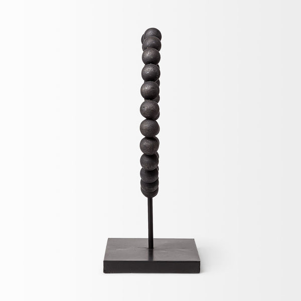 Tulane II (Large) 12L x 6W Black Beaded Broken Sphere Decorative Object