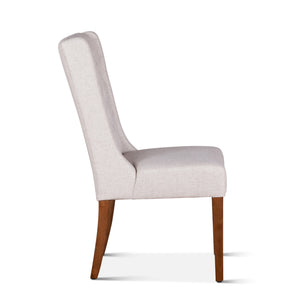 Lara Off-White Linen Dining Chair with Natural Teak Legs