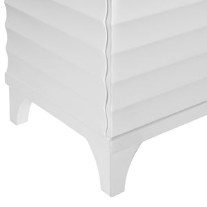 FOUR DOOR BUFFET WITH HORIZONTAL FLUTED DETAIL IN MATTE WHITE LACQUER