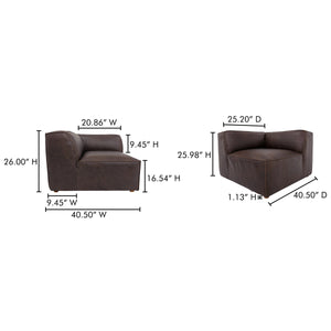 Form Corner Chair in Espresso Brown Leather