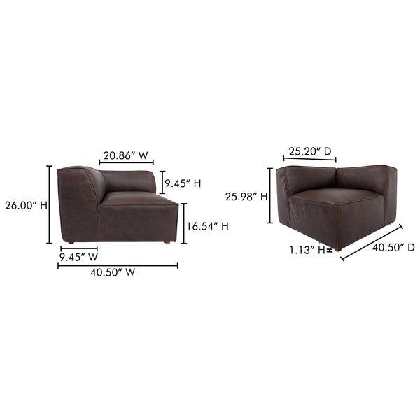 Form Corner Chair in Espresso Brown Leather