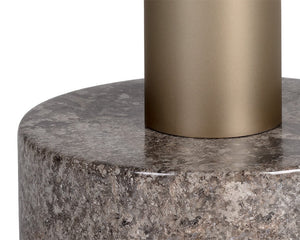 Monaco End Table - Gold - Light Grey Marble / Charcoal Grey
