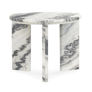 Zora Marble End Table in Charcoal Gray - Black/White