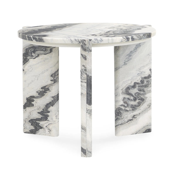 Zora Marble End Table in Charcoal Gray - Black/White