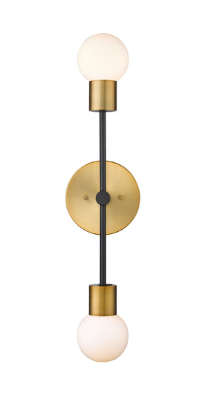 Neutra 2 Light Wall Sconce in Matte Black + Foundry Brass Finish