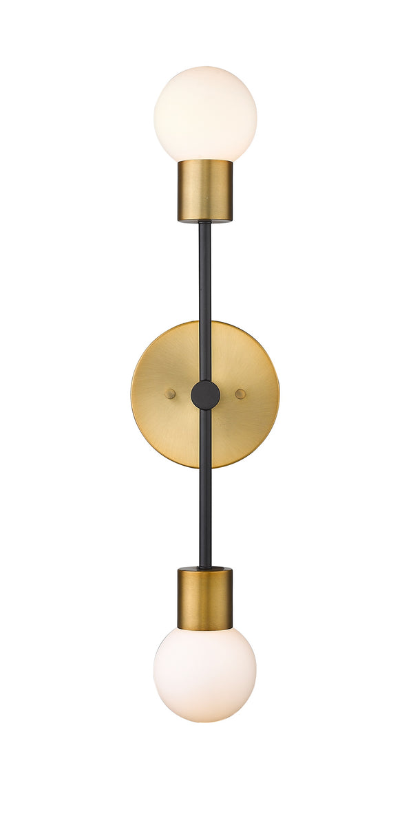 Neutra 2 Light Wall Sconce in Matte Black + Foundry Brass Finish