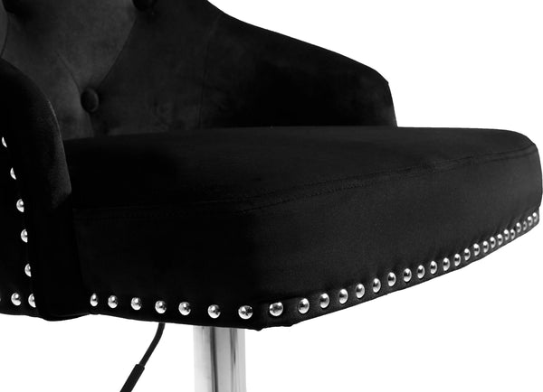 Stella Adjustable Stool In Black Velvet and Chrome