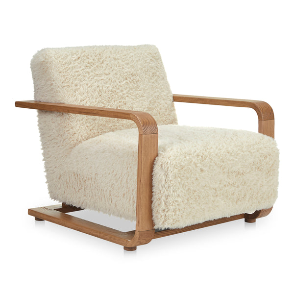 Moe's Eckersley Lounge Chair in Cream Faux Fur