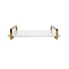 WHITE QUARTZ TRAY WITH BRASS HANDLES