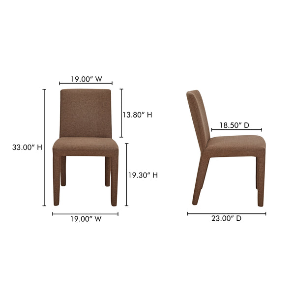 Moe's Monte Dining Chair Set of 2 in Brown