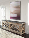 Marbella Console Table with Blue Stone Top, Reclaimed Pine