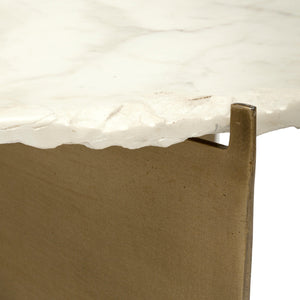 Reinhold 48x30 Oval Marble Top Gold Metal Base Coffee Table