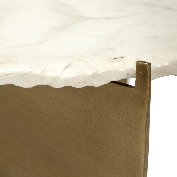 Reinhold 48x30 Oval Marble Top Gold Metal Base Coffee Table