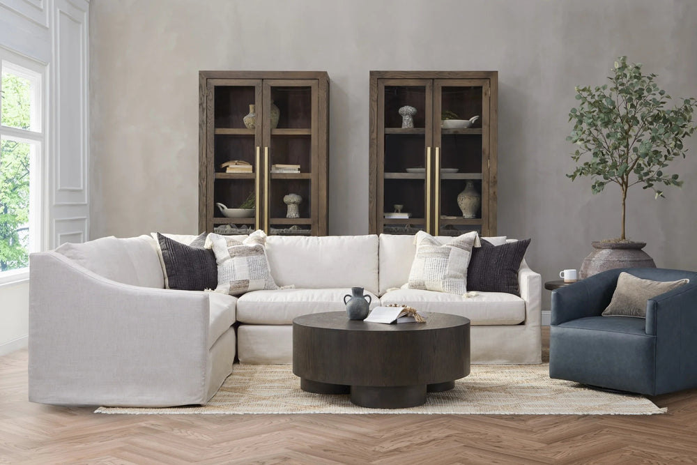 Kipton 2-Piece Sectional Sofa with Feather Cushions in Dawn-Flax