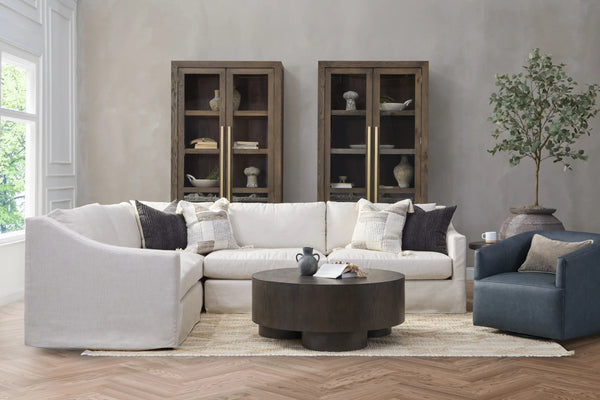 Kipton 2-Piece Sectional Sofa with Feather Cushions in Dawn-Flax