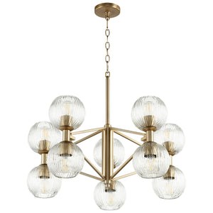 Helios Chandelier in Aged Brass