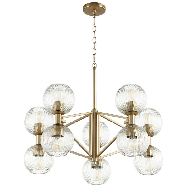 Helios Chandelier in Aged Brass