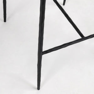 Mayer Leather Counter Stool with Hammered Iron Legs