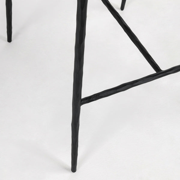 Mayer Leather Counter Stool with Hammered Iron Legs