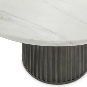 Caspia Outdoor Round Dining Table - Snowdrift White/Black