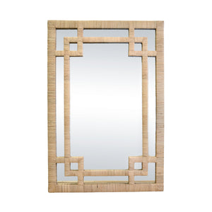 GREEK KEY DESIGN MIRROR IN WRAPPED NATURAL RATTAN