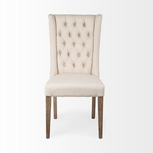 Mackenzie I Cream Plush Linen Covering Ash Solid Wood Base Dining Chair