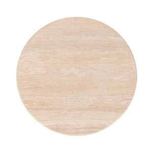 Malani Travertine Gathering Table with Iron Tulip Base