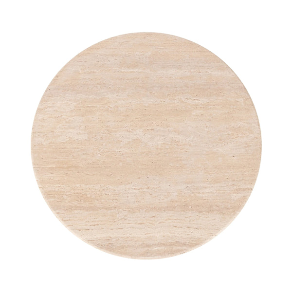 Malani Travertine Gathering Table with Iron Tulip Base
