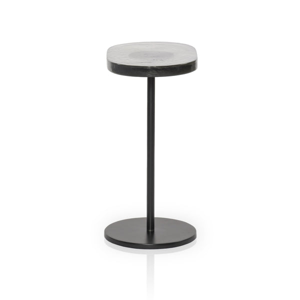 Vinia End Table In Light Blue Cast Glass