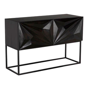 Small Zurich Console, Ebony Walnut with Iron