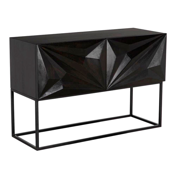 Small Zurich Console, Ebony Walnut with Iron