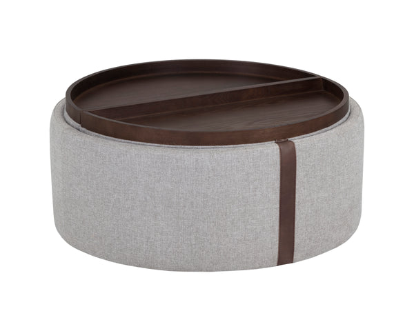 BORELLI WHEELED STORAGE OTTOMAN - BELFAST HEATHER GREY / AUTUMN CHESTNUT