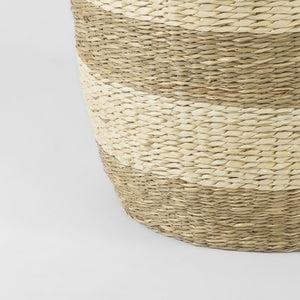 Bradley 18.1L x 18.1W x 16.0H (Set of 2) Light Brown W/Striped Seagrass Basket W/ Handles