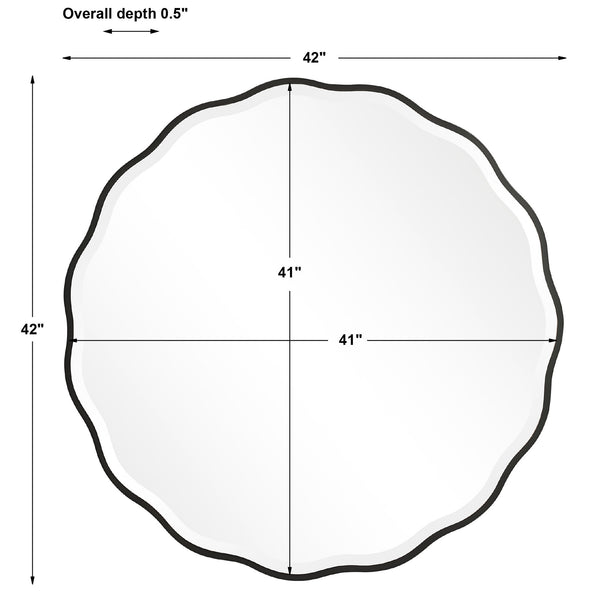 Aneta Black Round Mirror