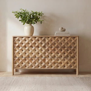Moe's Fulton 6 Drawer Dresser in Natural Mango Wood