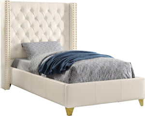 Danielle Twin Bed In White Bonded Leather