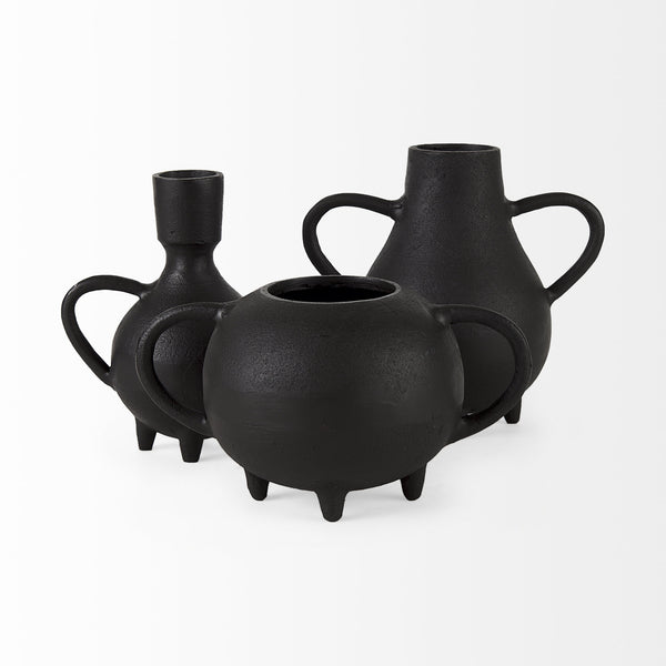 Cyrus Black Two handled Vase Decorative Object