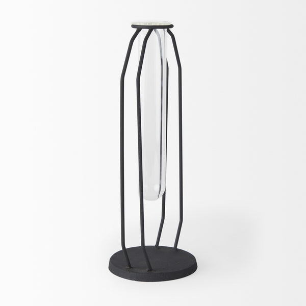 Aria 4.5L x 3.9W x 11.0H Metal and Glass Holder Object