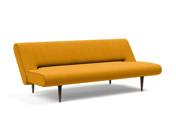 UNFURL SOFA BED in ELEGANCE BURNED CURRY FABRIC WITH Dark Wood LEGS 507
