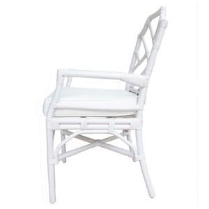 Kara Rattan Arm Chair In White