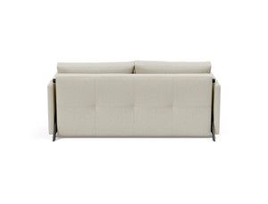 CUBED QUEEN SOFA BED in MIXED DANCE NATURAL FABRIC WITH Black Steel LEGS 527