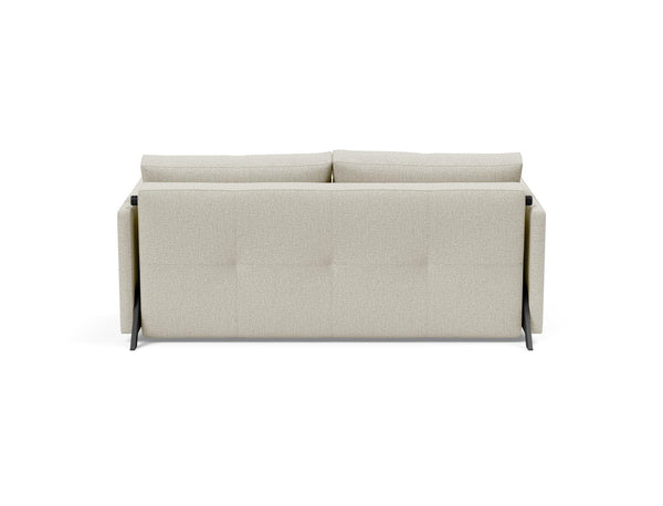 CUBED QUEEN SOFA BED in MIXED DANCE NATURAL FABRIC WITH Black Steel LEGS 527