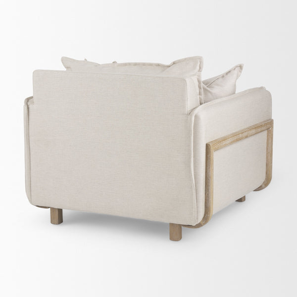 Roy II Beige Upholstered and Brown Wood Frame Arm Chair
