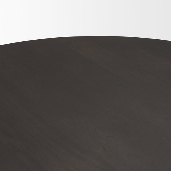 Tarro 60" Round Textured Espresso Wood w/ Geometrical Base Dining Table