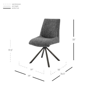 Viona Fabric Swivel Dining Side Chair In Blazer Dark Gray (Set of 2)