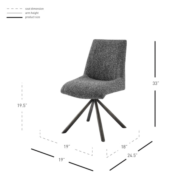 Viona Fabric Swivel Dining Side Chair In Blazer Dark Gray (Set of 2)