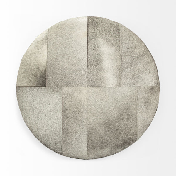 Zahavi 36" Gray Hair-On-hide W/Metal Base Ottoman