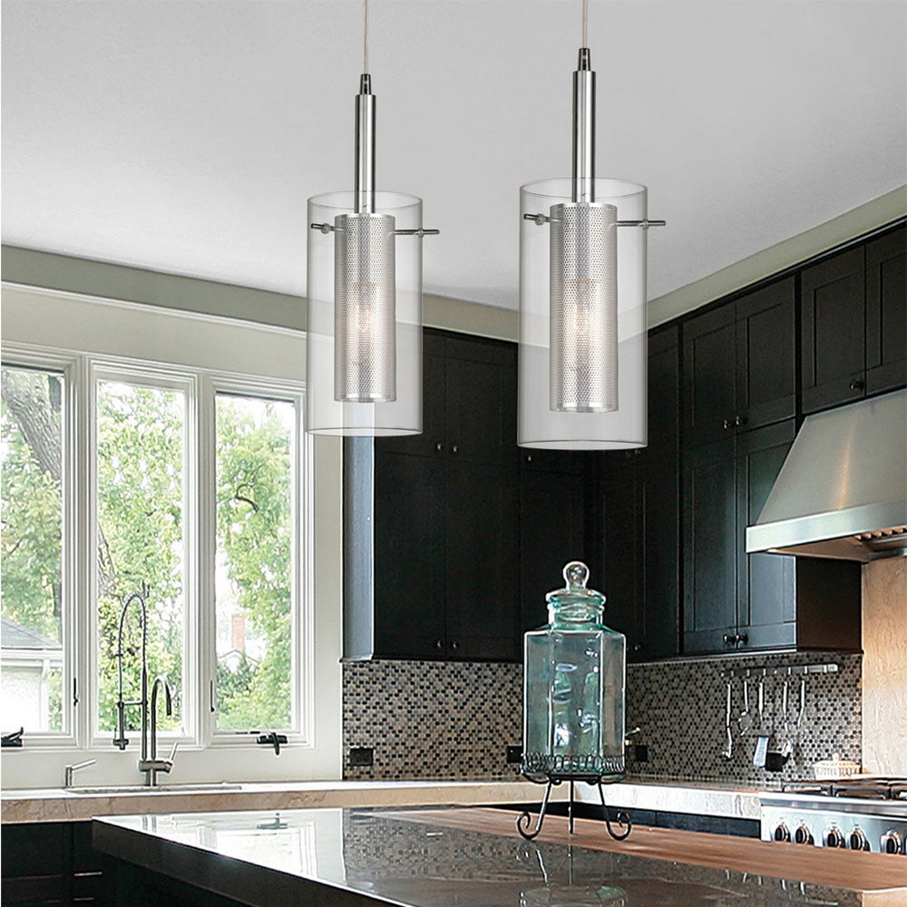 1LT Metal and Glass Pendant