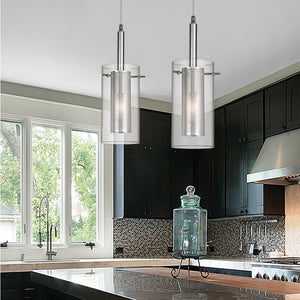 1LT Metal and Glass Pendant